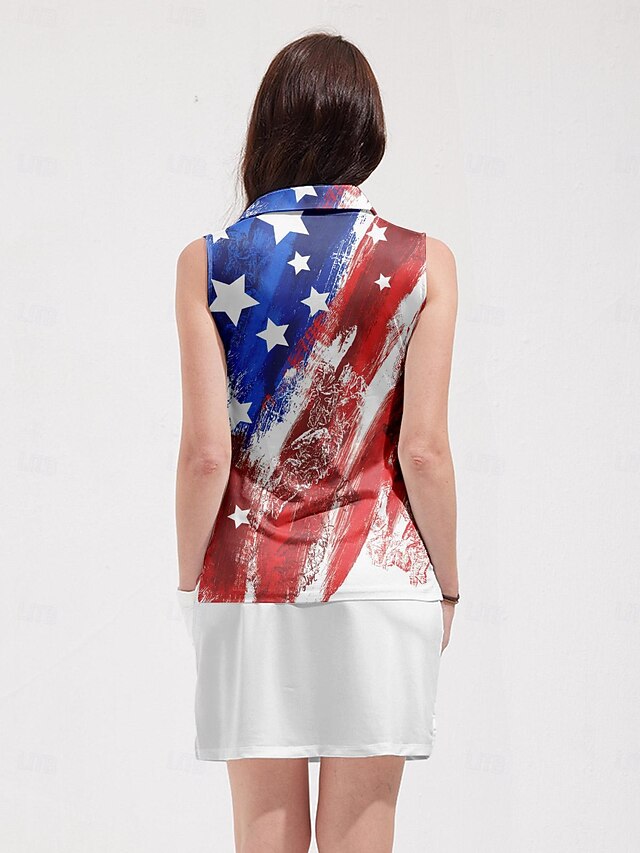 Women's Golf Polo Shirt Red Sleeveless Sun Protection Top