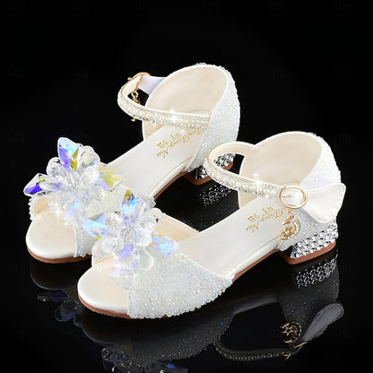 Rhinestone Flower Shoes – Glittery Girls' Crystal