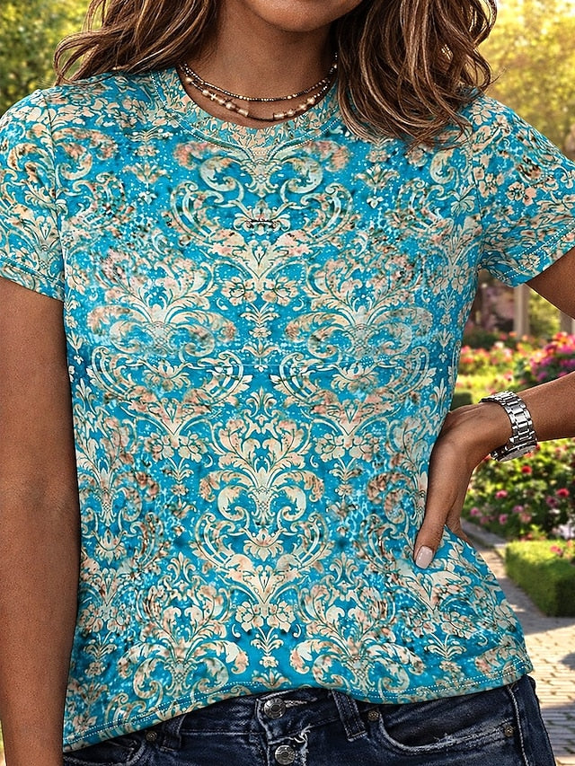 Women's T Shirt Print Floral Graphic Paisley Bohemia