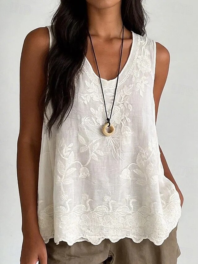 Women's Lace Shirt Solid Color Elegant Bohemia Vacation