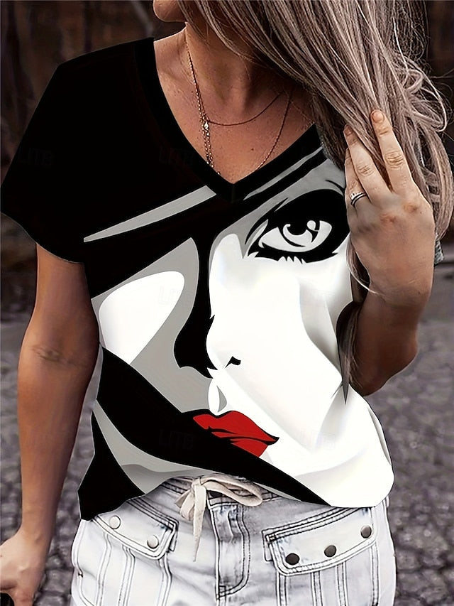 Women's T shirt Crew Neck Long Sleeve Tunic Casual Print