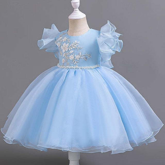 Girls' Floral Dress Wedding Sequin Sleeveless Kids Party