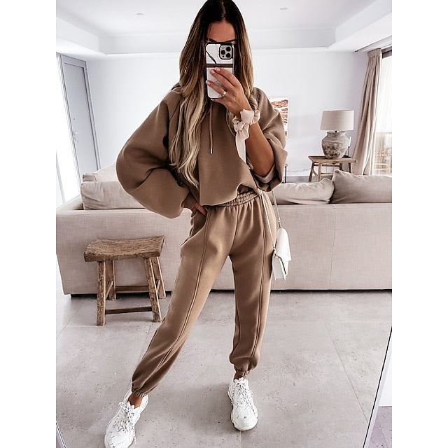 Women's Tracksuit Pants Sets Sweatshirt Long Sleeve Hooded