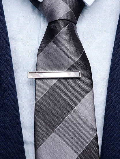 Men's pearl clip tie and brass with mother inlaid of