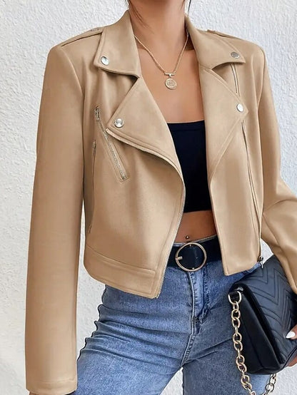 Women's Jacket Pocket Faux Comfortable Leather Zipper