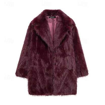 Fur Furs Comfortable Women's Pocket Warm Coat Faux