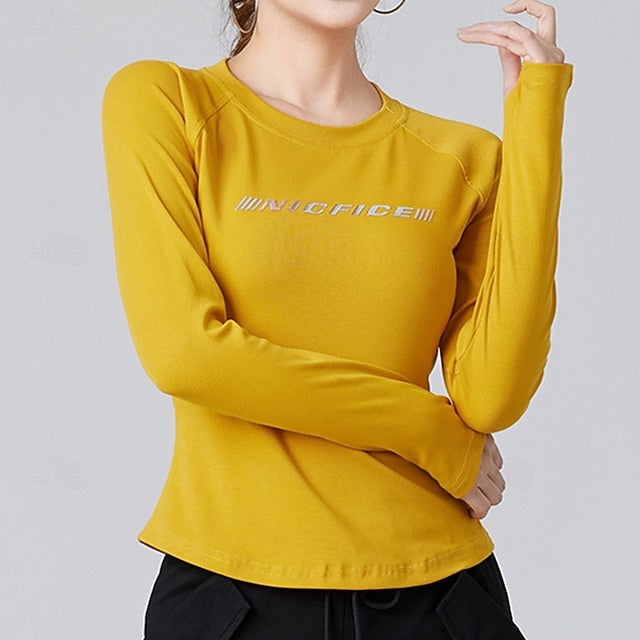 Women's Running T-Shirt Gym Shirt Sports Top Long Sleeve
