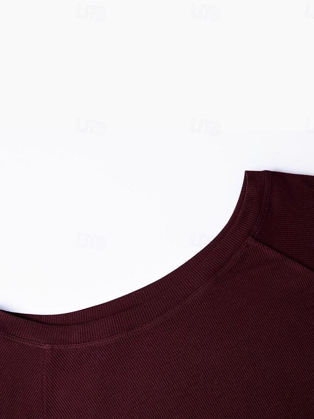Women's Raglan T Shirt Sports T-Shirt Knit Tee Textured