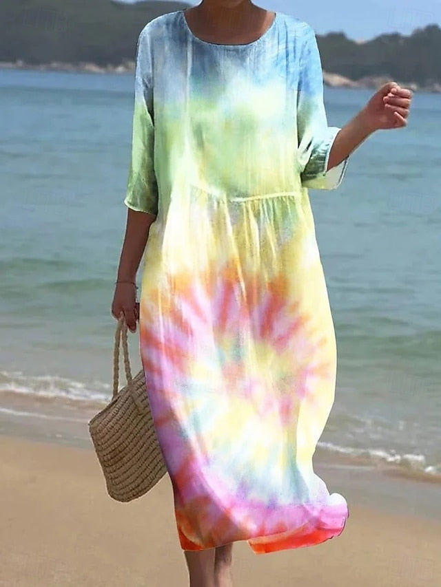 Women's Maxi Dress Linen Like Breathable Lightweight
