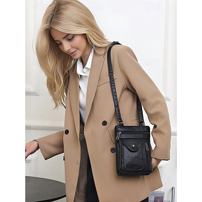 Leather Vintage Multi-Pocket Crossbody Women's Faux - Bag