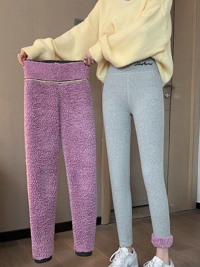 Women's Fleece Lined Leggings Fleece Pants Leggings Fashion