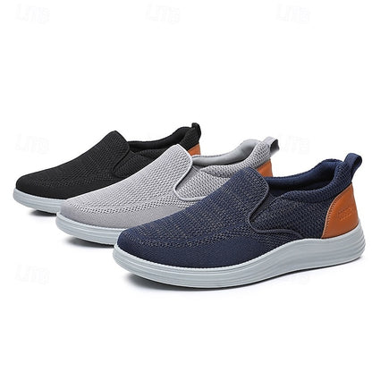 Men's Stretch Navy Slip-On Breathable Sneakers – Knit