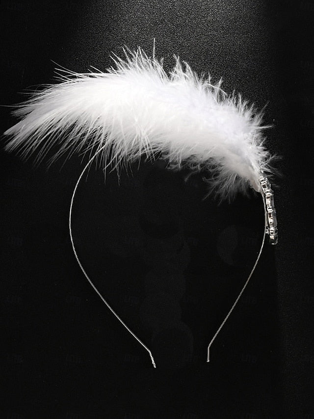 Crystal Hair Vintage Women's Clip - White Feather