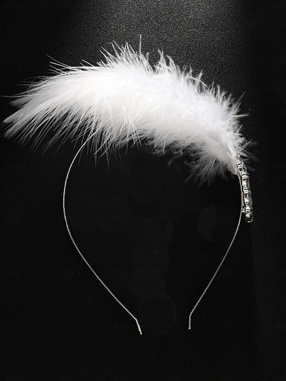 Crystal Hair Vintage Women's Clip - White Feather