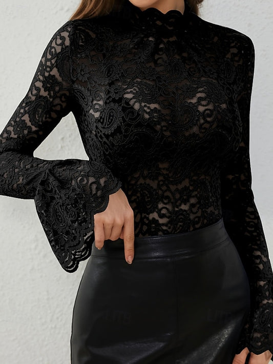 Women's Blouse Chiffon Tops Lace Tops Plain Stylish Sexy
