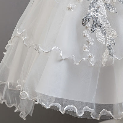 Short Flower Dress Party Kids Sleeve Wedding Girls' Floral