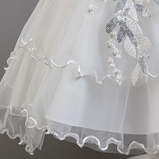 Wedding Short Kids Dress Sleeve Girls' Floral Flower Party