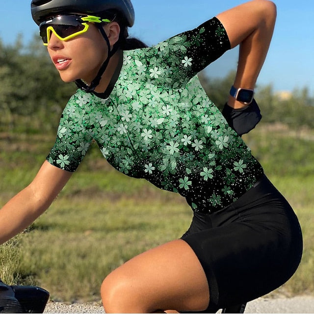 Women's Cycling Jersey Floral Botanical Short Sleeve Bike