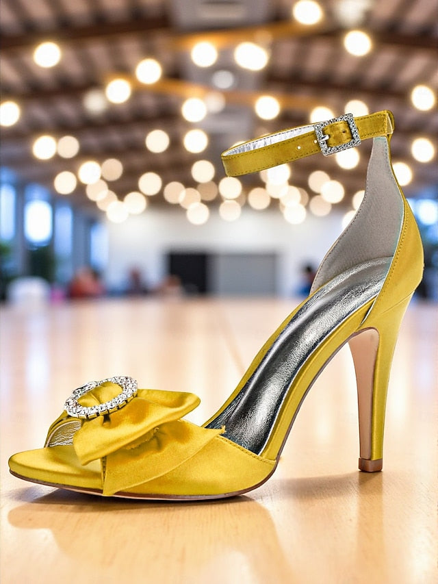 with Sandals Heel High Women's Rhinestone Purple Satin