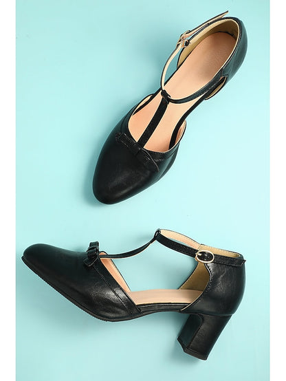 Roaring Vintage Heels Shoes T-strap 20s Retro heels Chunky 1950s