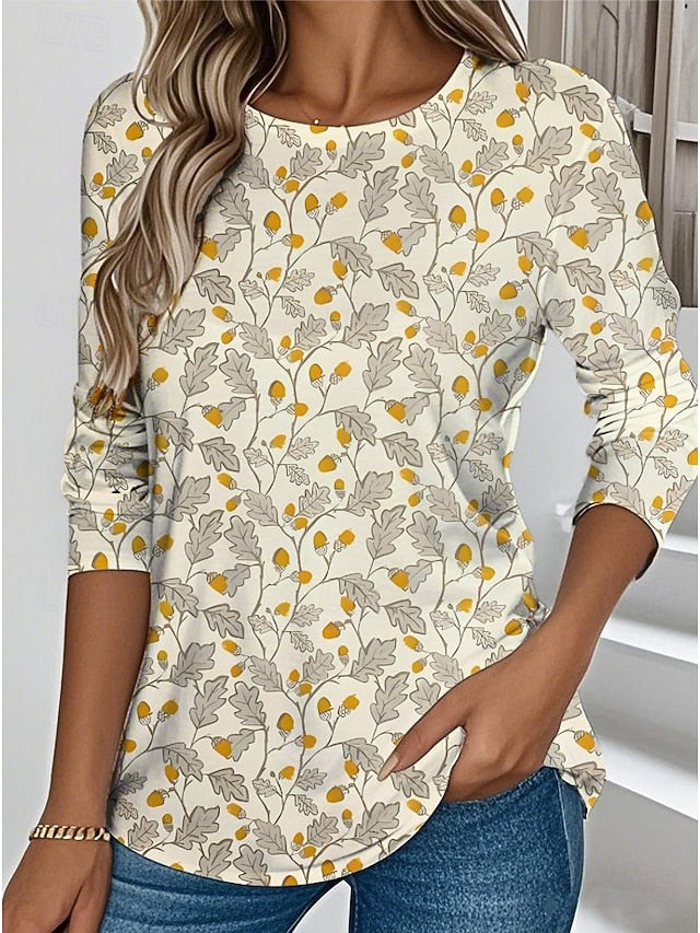 Easter Women's T shirt Crew Neck Long Sleeve Tunic Graphic