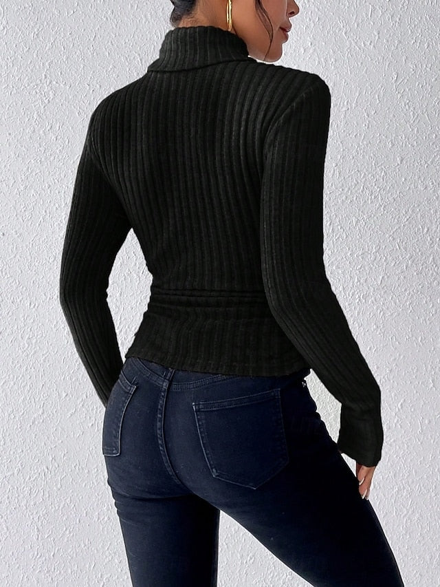 Women's Blouse Ruched Buttons Solid Color Stylish Casual