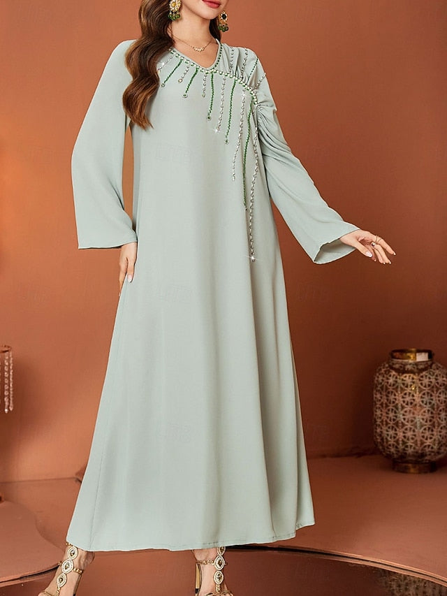A-Line Mother of the Bride Dress Elegant V Neck Floor Length
