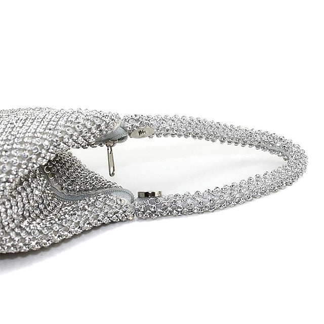 Elegant Crystal Evening Bag - Rhinestone Silver Women's