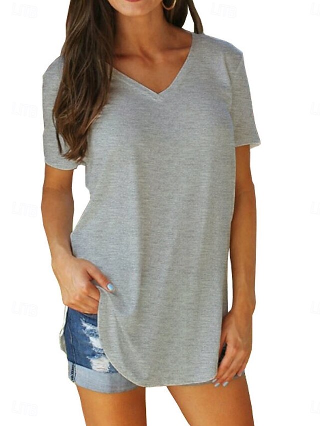 Women's T Shirt Tee Top Solid Color Fashion Basic Classic