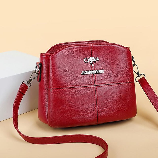 Leather Red Faux – Crossbody Bag Women's Small Minimalist