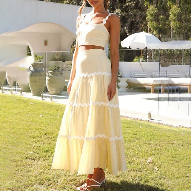 Women's Midi Dress White Dress Graduation Dress Two Piece
