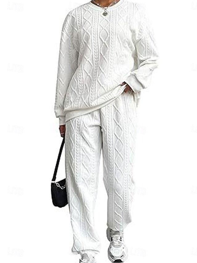 Women's Sweatshirt Trousers Chinos Long Sleeve Round Neck