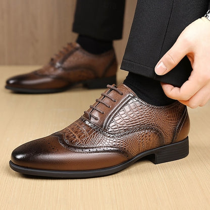 Shoes Pattern Faux Oxford – Brown Leather Men's Crocodile