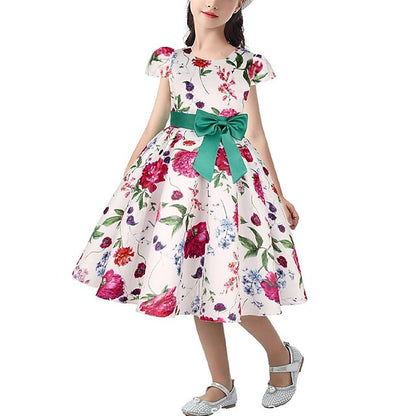 Dress Short Sleeve Flower Kids Girls' Party Floral