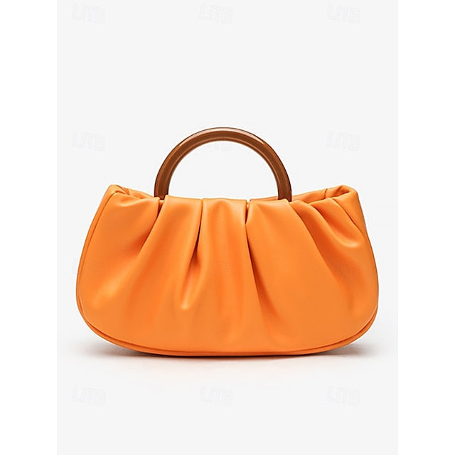 Clutch Faux with Bag Leather Women's Acrylic Tote Pleated