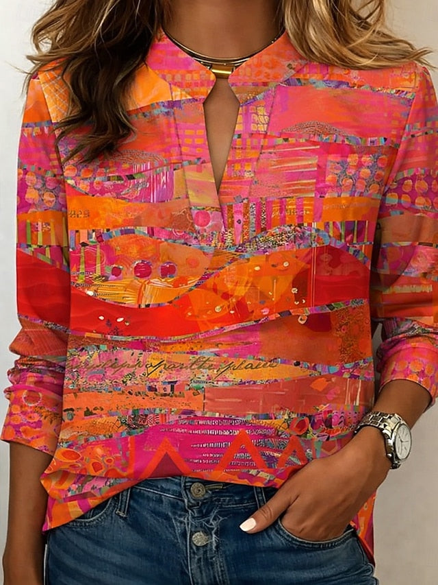 Women's Shirt Geometric Elegant Bohemia Vacation Long