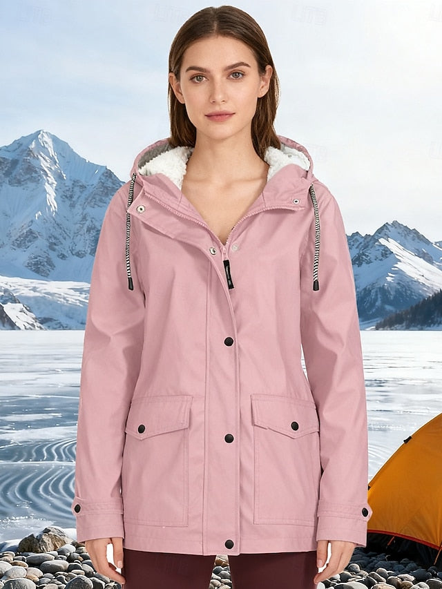 Women's Rain Jacket Raincoat Hiking Fleece Jacket Winter