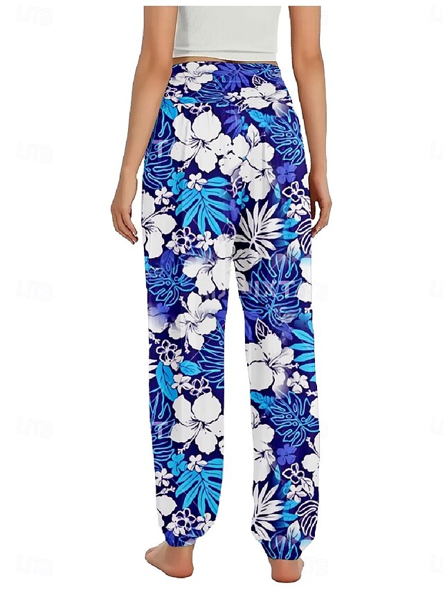 Women's Faux Cotton Linen Wide Leg Pants Trousers Ethnic