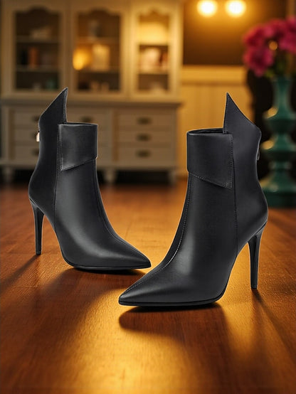 Metallic Toe Pointed Stiletto Ankle Women's Gold Boots -