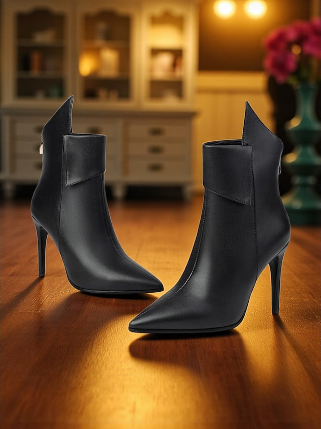 Boots Stiletto - Metallic Pointed Ankle Gold Toe Women's