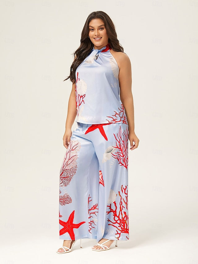 Vacation-Style Set With Ocean-Inspired Print
