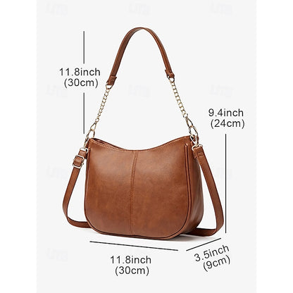 Bag Shoulder Leather Women's Chain Brown Gold Faux with