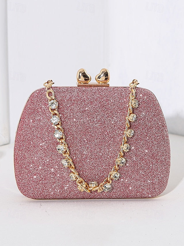 Sage Clutch with Rhinestone Green Evening Glitter Women's