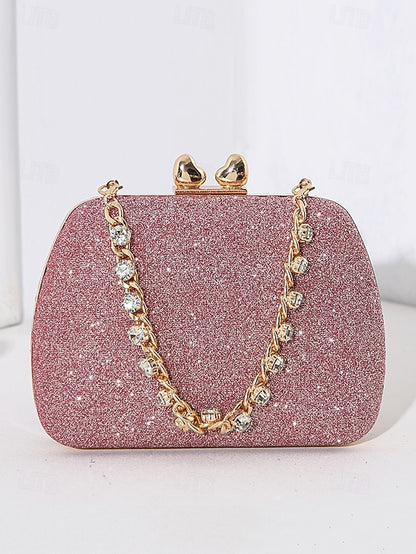 Sage Clutch with Rhinestone Green Evening Glitter Women's