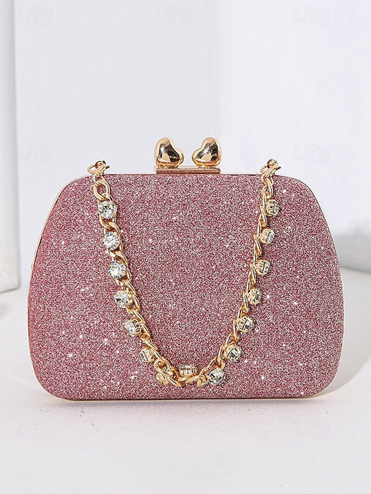 Sage Clutch with Rhinestone Green Evening Glitter Women's