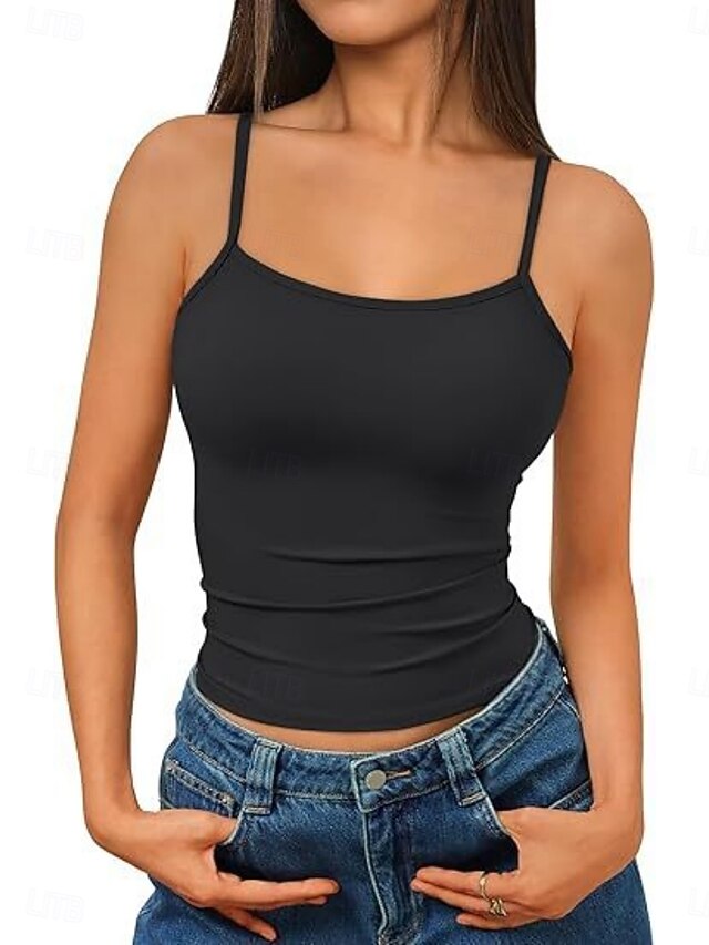 Women's Tank Top Sleeveless Shirt Tee Top Solid Color