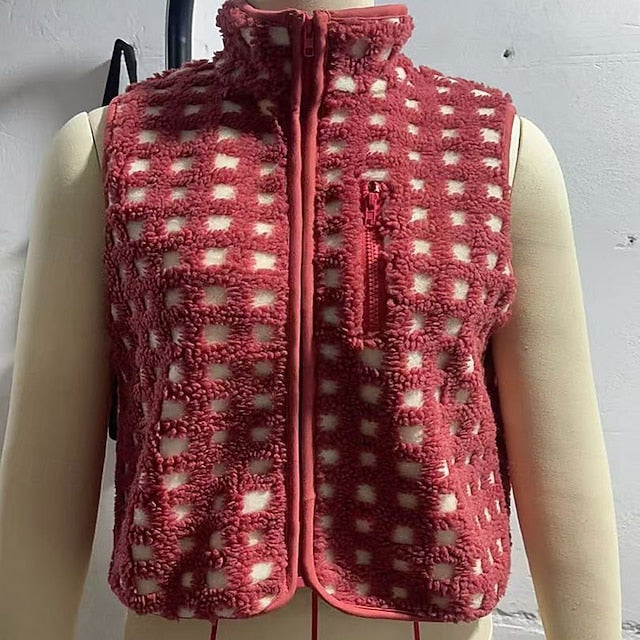 Women's Blouse Zipper Plaid Elegant Vintage Stylish