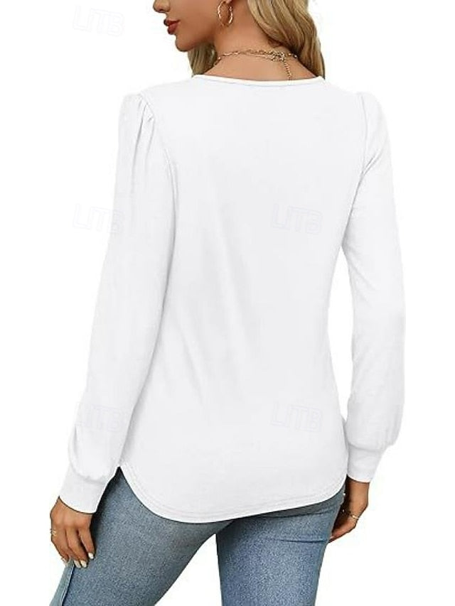 Women's Shirt Blouse Ruched Solid Color Basic Casual Long