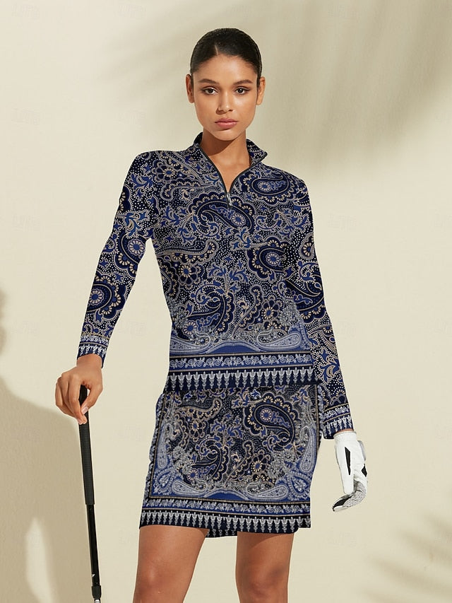 Women's Golf Polo Shirt Dark Navy Long Sleeve Top Ladies