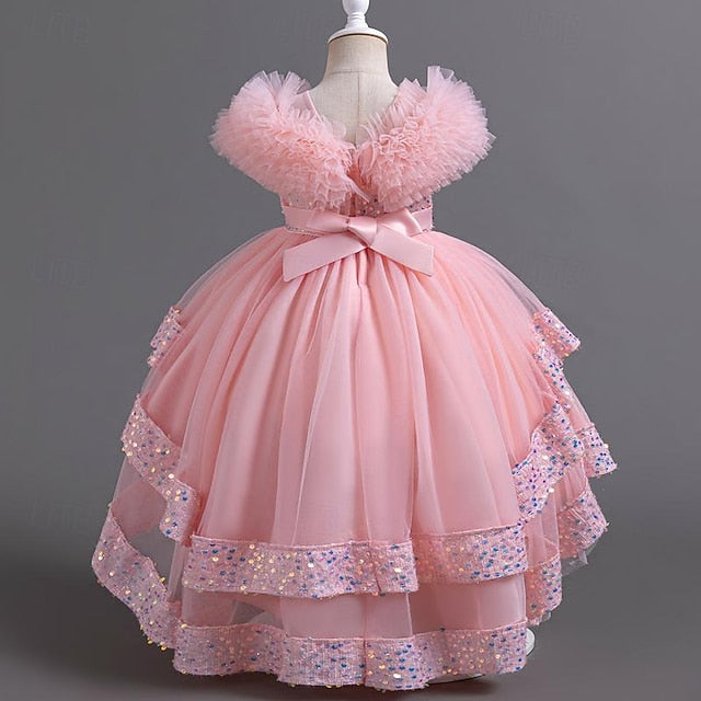 Sleeveless Flower Party Girls' Girl Sequin Kids Dress